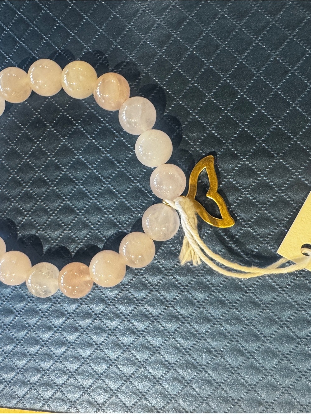 Vineyard Vines Rose Quartz Beaded Bracelet with Gold Butterfly Accent